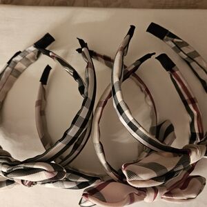 Plaid Headband - Black, Tan ,White , Red
